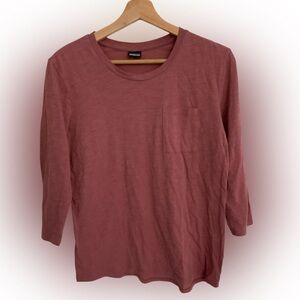 Patagonia Womens Organic Cotton Blend RUST 3/4 Long Sleeve Top Size Small